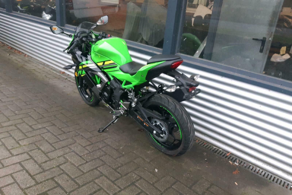 Motorrad von hinten in grün